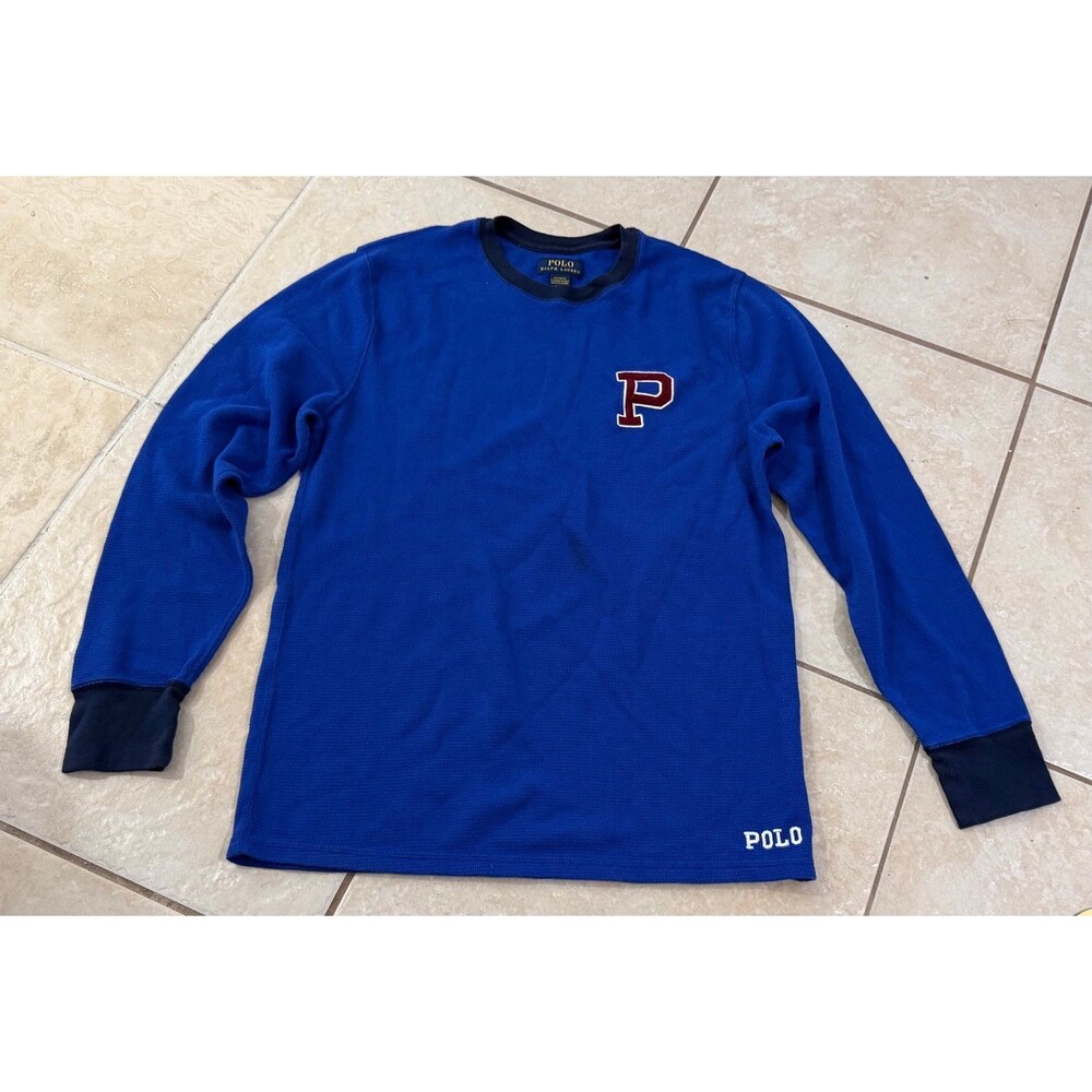 Polo Ralph Lauren Blue Waffle Knit Long Sleeve Shirt